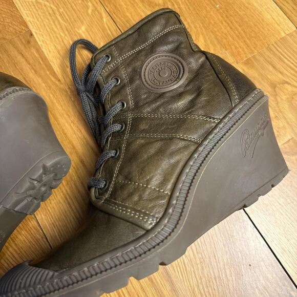 Pataugas brown leather wedge ankle boots - Picture 6 of 8